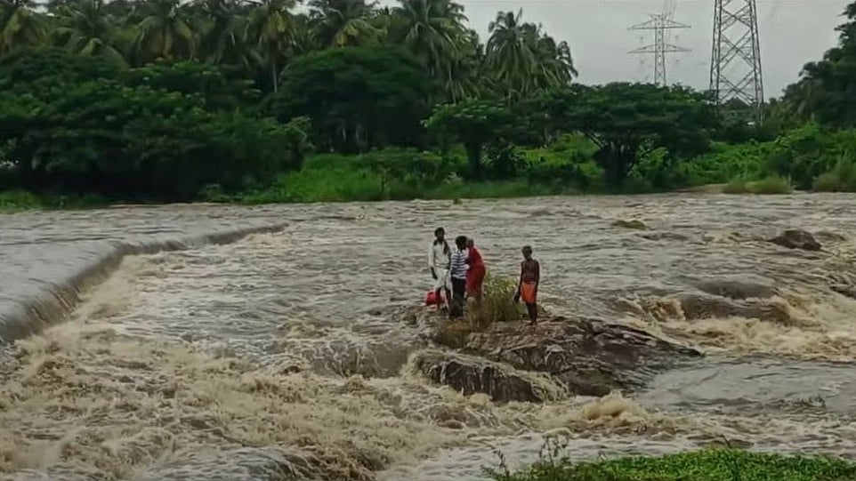 കുളിക്കാനിറങ്ങിയതിനു പിന്നാലെ ജലനിരപ്പ് ഉയര്‍ന്നു, ചിറ്റൂര്‍ പുഴയില്‍ നാലുപേര്‍ കുടുങ്ങി; സാഹസിക രക്ഷാ പ്രവര്‍ത്തനം