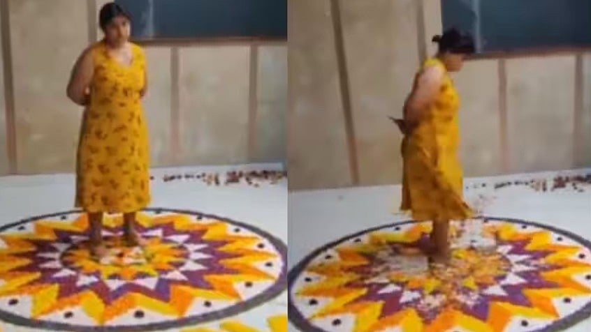 ബംഗളൂരുവില് ഓണപ്പൂക്കളം അലങ്കോലമാക്കി യുവതി, സോഷ്യല് മീഡിയയില് വിമര്ശനം, വിഡിയോ