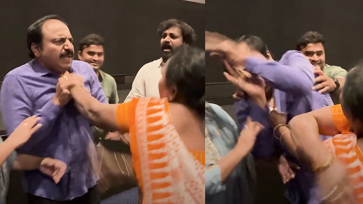 വില്ലനെ തിയറ്ററിലിട്ട് തല്ലി സ്ത്രീ; വൈറലായി വിഡിയോ