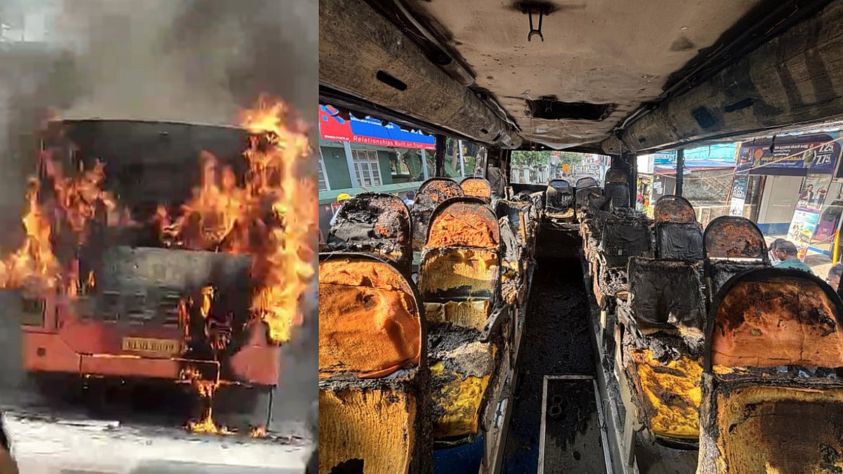കൊച്ചിയില്‍ ഓടിക്കൊണ്ടിരുന്ന ലോ ഫ്ലോർ ബസ് കത്തി നശിച്ചു- വിഡിയോ