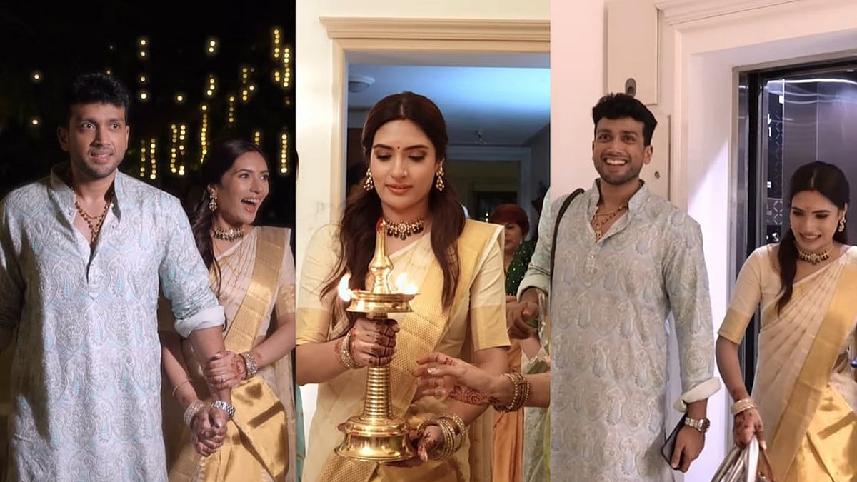 വലതുകാൽ വച്ച് വീട്ടിലേക്ക് കയറി താരിണി; സ്വാ​ഗതം ചെയ്ത് ജയറാമും പാർവതിയും