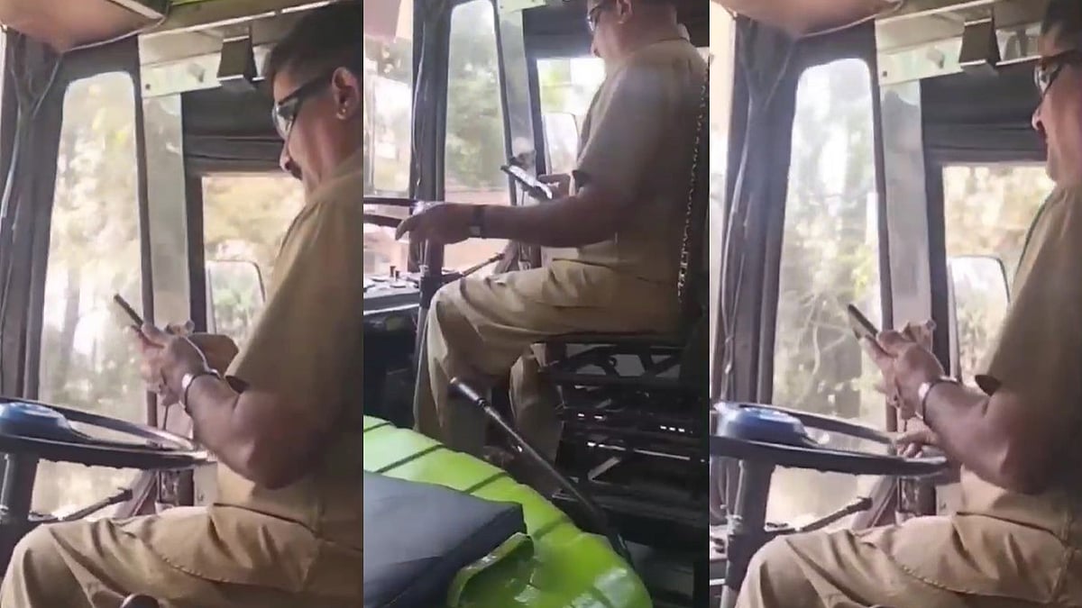 ബസ് ഓടിക്കുന്നതിനിടെ മൊബൈൽ ഉപയോ​ഗം; ഡ്രൈവർക്കെതിരെ കേസ്, ലൈസൻസ് റദ്ദാക്കും (വിഡിയോ)