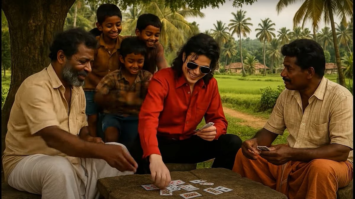 'പവിഴമല്ലി പൂത്തുലഞ്ഞ നീലവാനം...,' ചീട്ടു കളിച്ചും സദ്യയുണ്ടും മൈക്കിൾ ജാക്സൺ കേരളത്തിൽ; വൈറലായി വിഡിയോ
