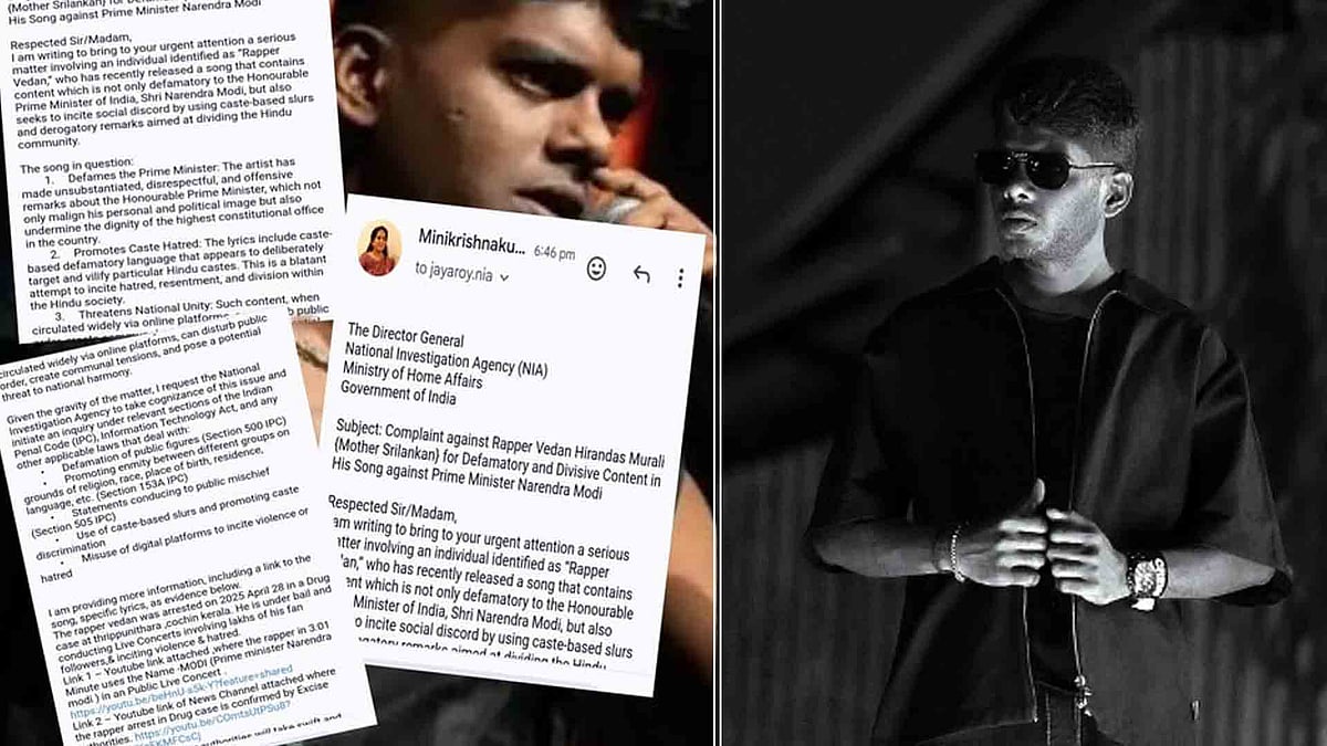 'പാട്ടിലൂടെ നരേന്ദ്ര മോദിയെ അധിക്ഷേപിച്ചു'; വേടനെതിരെ എന്‍ഐഎയ്ക്ക് പരാതി