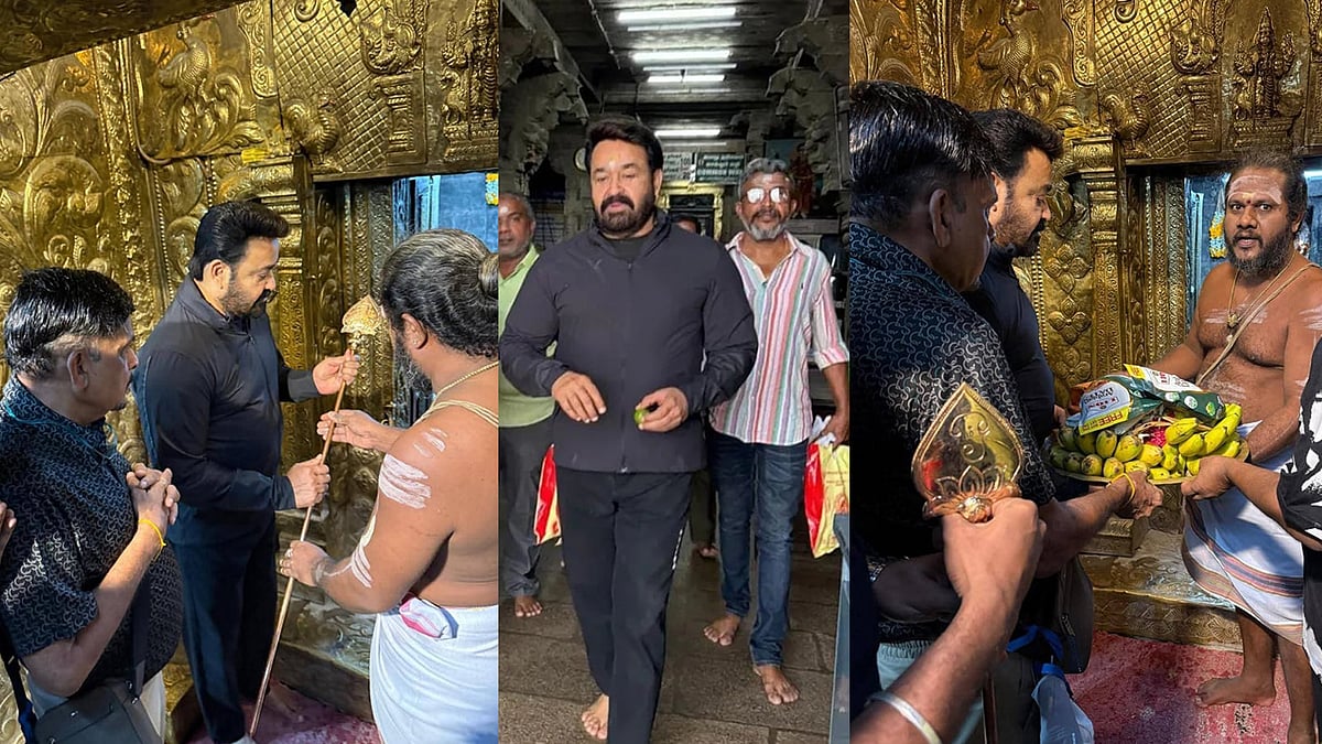 തിരുമല മുരുകനെ കാണാനെത്തി മോഹൻലാൽ; ചെമ്പിൽ തീർത്ത വേല്‍ സമർപ്പിച്ചു