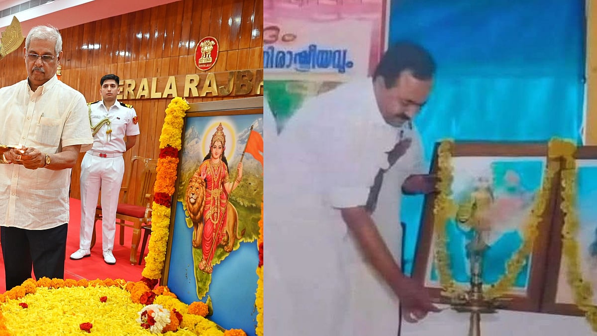 'ഇവിടെ ആളുണ്ട് കേട്ടോ'; ഭാരതാംബ ചിത്ര വിവാദത്തിന് പിന്നാലെ വി ഡി സതീശന്റെ പഴയ ചിത്രം കുത്തിപ്പൊക്കി സോഷ്യല്‍മീഡിയ 