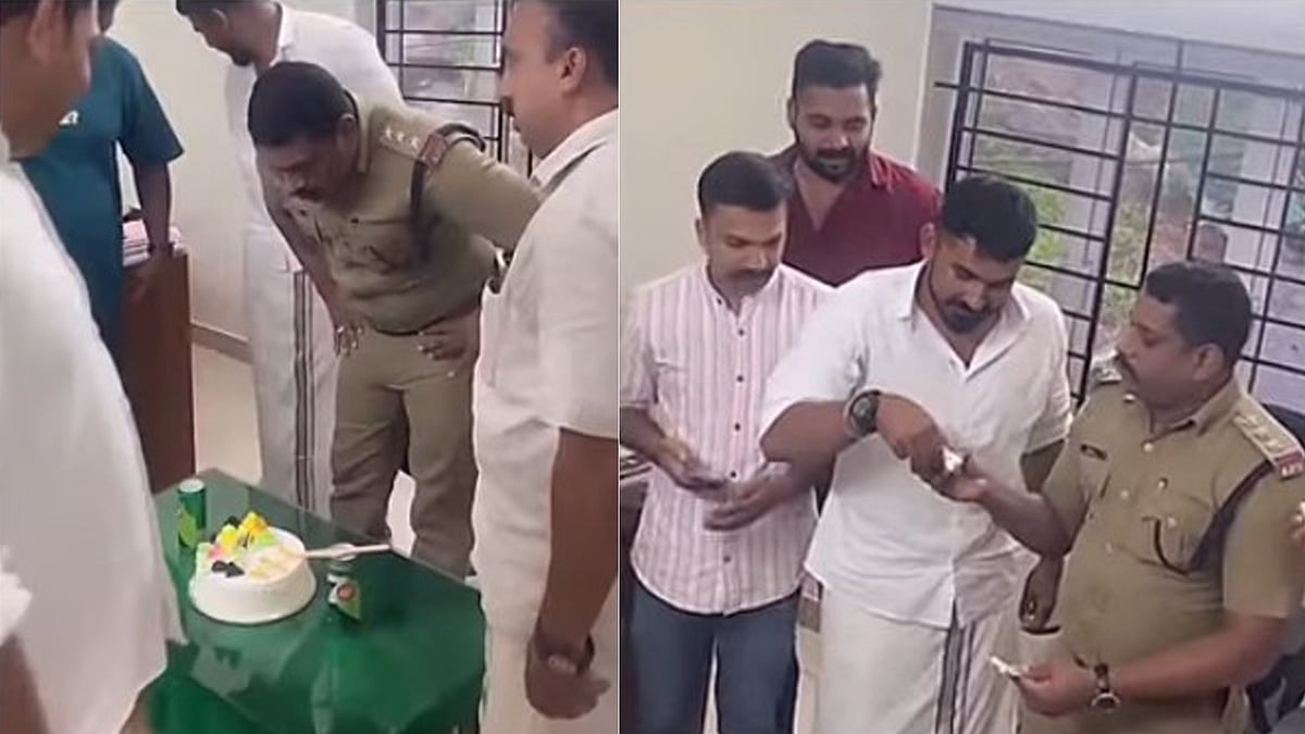 'ഹാപ്പി ബര്‍ത്ത് ഡേ ബോസ്'; പൊലീസ് സ്‌റ്റേഷനില്‍ യൂത്ത് കോണ്‍ഗ്രസ് നേതാക്കളുടെ പിറന്നാള്‍ ആഘോഷം, വിവാദം 