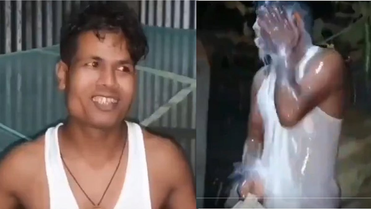 വിവാഹ മോചനം നേടിയതിന്റെ സന്തോഷം, പാലില്‍ കുളിച്ച് ആഘോഷമാക്കി യുവാവ്, വിഡിയോ 