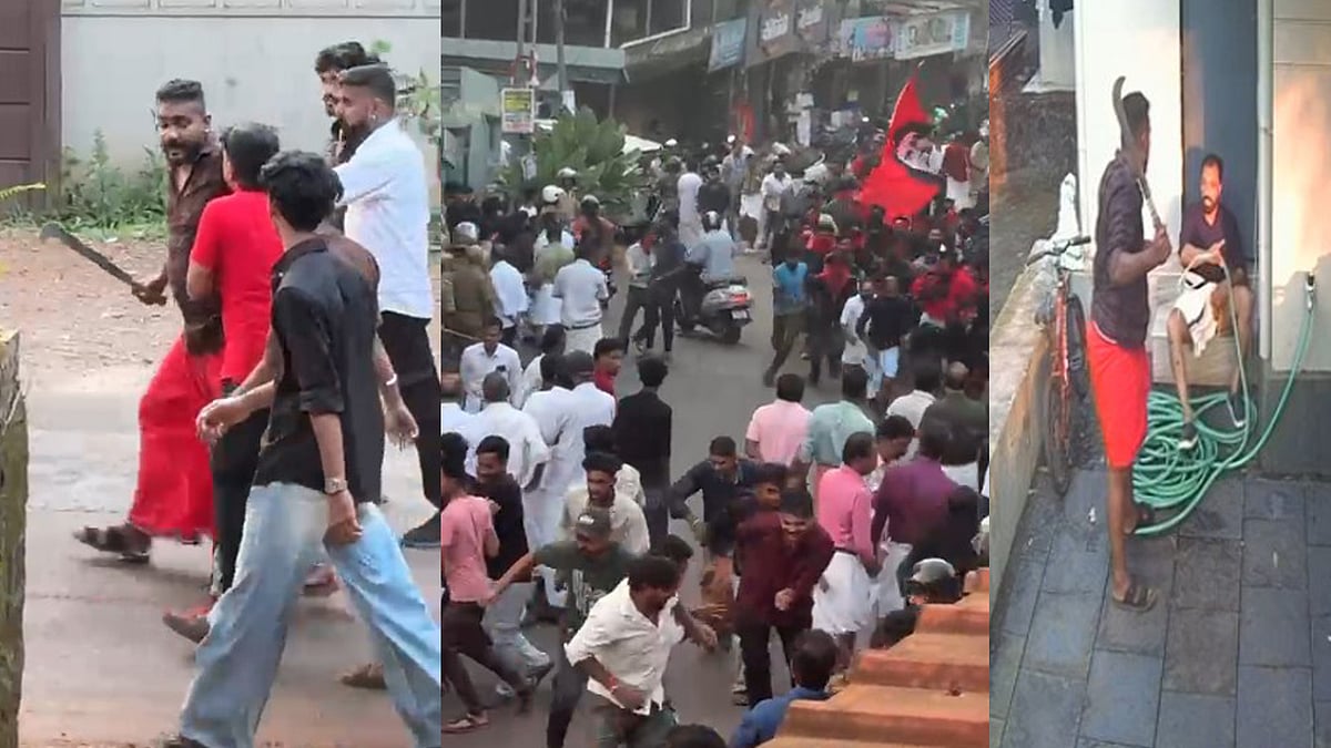വടിവാൾ വീശി, സ്ഫോടക വസ്തു എറിഞ്ഞു, വാഹനങ്ങൾ തകർത്തു; ഫല പ്രഖ്യാപനത്തിനു പിന്നാലെ കണ്ണൂരിൽ തെരുവ് യുദ്ധം (വിഡിയോ)