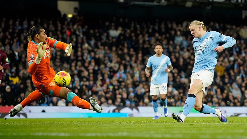 ഹാളണ്ടിന്റെ ഇരട്ട ഗോള്‍, ടോട്ടനത്തിന്റെ 2 റെഡ് കാര്‍ഡുകള്‍; എവര്‍ട്ടന്‍ പ്രതിരോധം ഭേദിച്ച് പീരങ്കിപ്പട