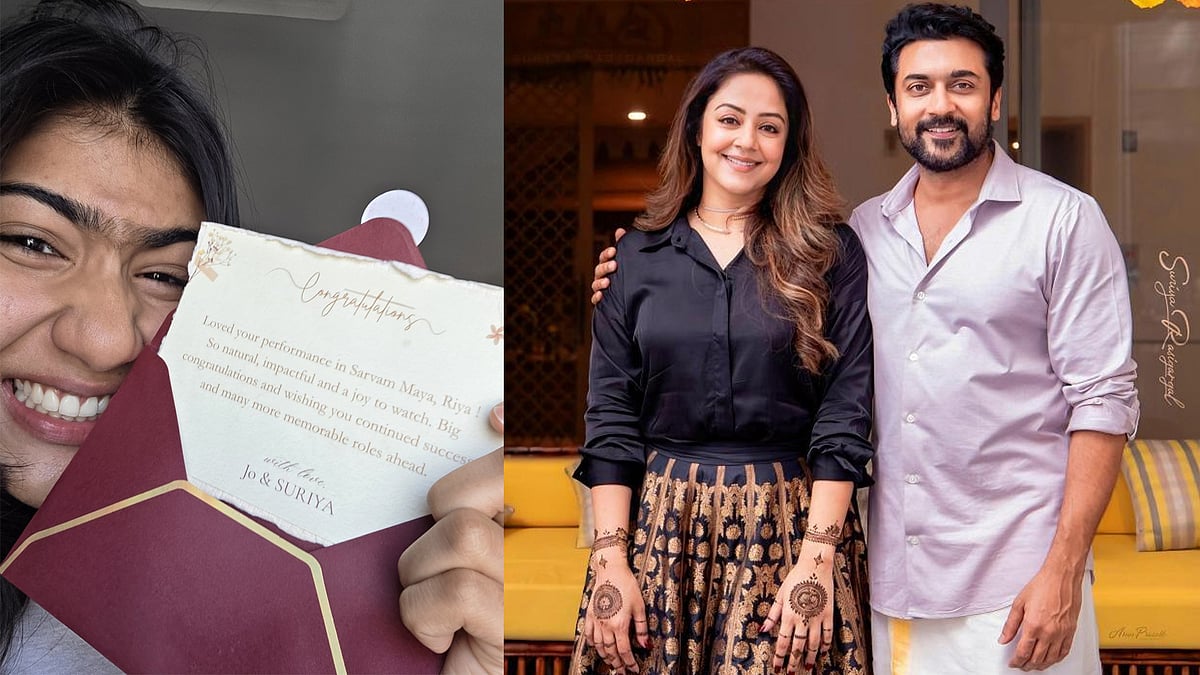'സർവ്വം മായയിലെ നിന്റെ പെർഫോമൻസ് വളരെയധികം ഇഷ്ടപ്പെട്ടു റിയ'; ഡെലൂലുവിന് കത്തയച്ച് സൂര്യയും ജ്യോതികയും