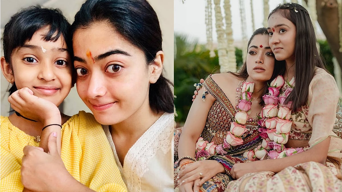 16 വയസിന് ഇളയത്, കല്യാണത്തിന് ഓടി നടന്നവൾ; കുഞ്ഞനിയത്തിയുടെ തോളിൽ ചാഞ്ഞ് രശ്മിക 