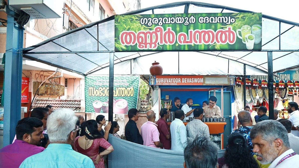 ദിവസവും പതിനാല് കാന്‍ തൈര്; വേനല്‍ ചൂടില്‍ ഭക്തര്‍ക്ക് ദാഹമകറ്റാന്‍ ഗുരുവായൂരില്‍ തണ്ണീര്‍ പന്തല്‍