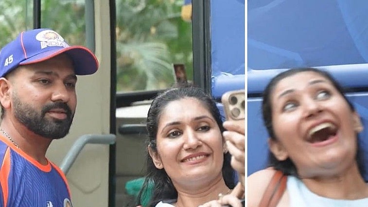 'ഫോൺ ഓഫായതിന് ഞാനെന്തു ചെയ്യും'; രോഹിതിനെ വെട്ടിലാക്കി സെൽഫിക്കായി പിന്നാലെ കൂടി ആരാധിക, ഒടുവിൽ... (വിഡിയോ)