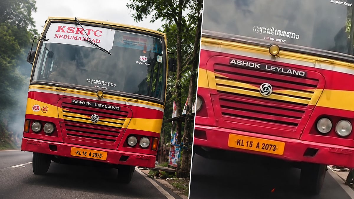 തൃശൂർ അമല നഗറിൽ ഓടിക്കൊണ്ടിരുന്ന കെഎസ്ആർടിസി ബസിൽ നിന്നും തീയും പുകയും ; നാട്ടുകാരുടെ സമയോചിത ഇടപെടലിൽ ഒഴിവായത് വൻ ദുരന്തം