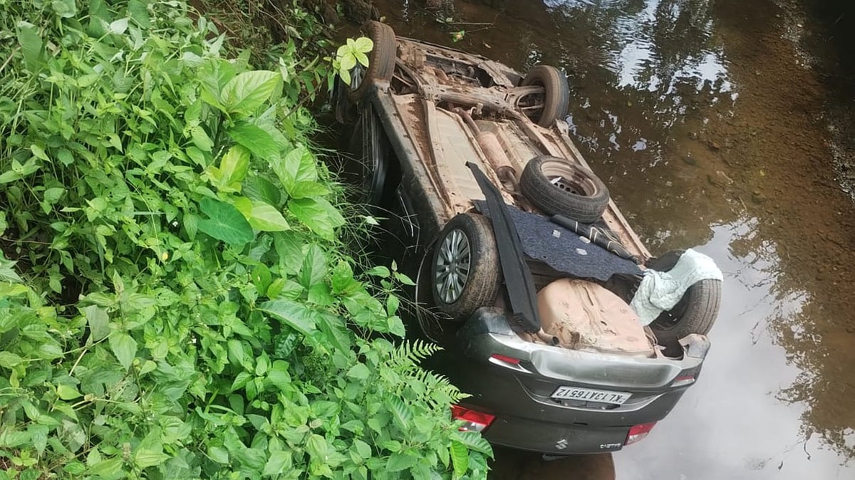 അതിരപ്പിള്ളി കണ്ട് മടങ്ങി; ദമ്പതികൾ സ‍ഞ്ചരിച്ച കാർ 15അടിയോളം താഴ്ചയിലേക്ക് മറി‍ഞ്ഞു; രക്ഷപ്പെടൽ