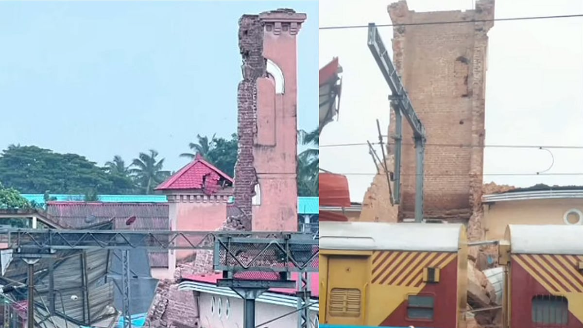 കോഴിക്കോട് റെയില്‍വേ സ്‌റ്റേഷനില്‍ കെട്ടിടം തകര്‍ന്നുവീണു; ട്രെയിന്‍ ഗതാഗതം നിര്‍ത്തിവെച്ചു