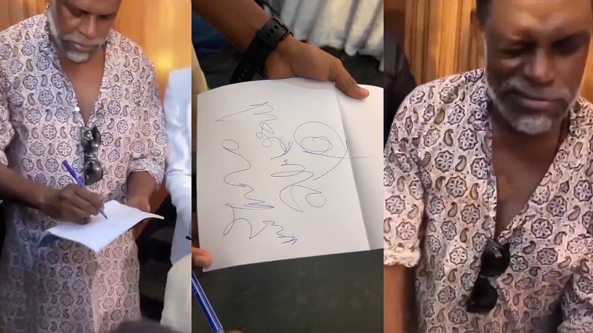 'എന്തിന്റെ കേടാരുന്നു! പേന തെളിയാതെ വരുമ്പോൾ ഞങ്ങളും ഇങ്ങനെ ചെയ്യാറുണ്ട്'; വിനായകന്റെ ഓട്ടോ​ഗ്രാഫിനെ ട്രോളി സോഷ്യൽ മീഡിയ