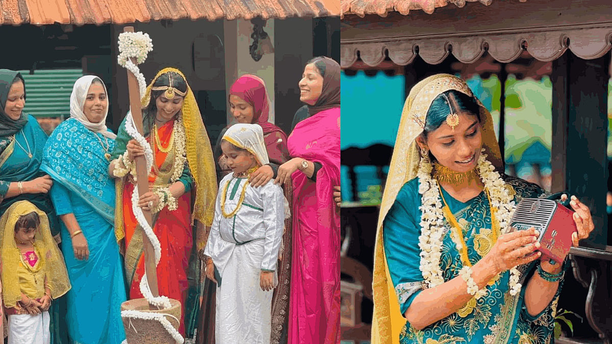 ഉരലിന്റെ താളവും പട്ടുതട്ടത്തിന്റെ ശോഭയും; ഗൃഹാതുരതയുണർത്തി 'അരികുത്ത് കല്യാണം' വീണ്ടും: സോഷ്യൽ മീഡിയയിൽ വൈറലായി പഴയ മാപ്പിള പാരമ്പര്യം