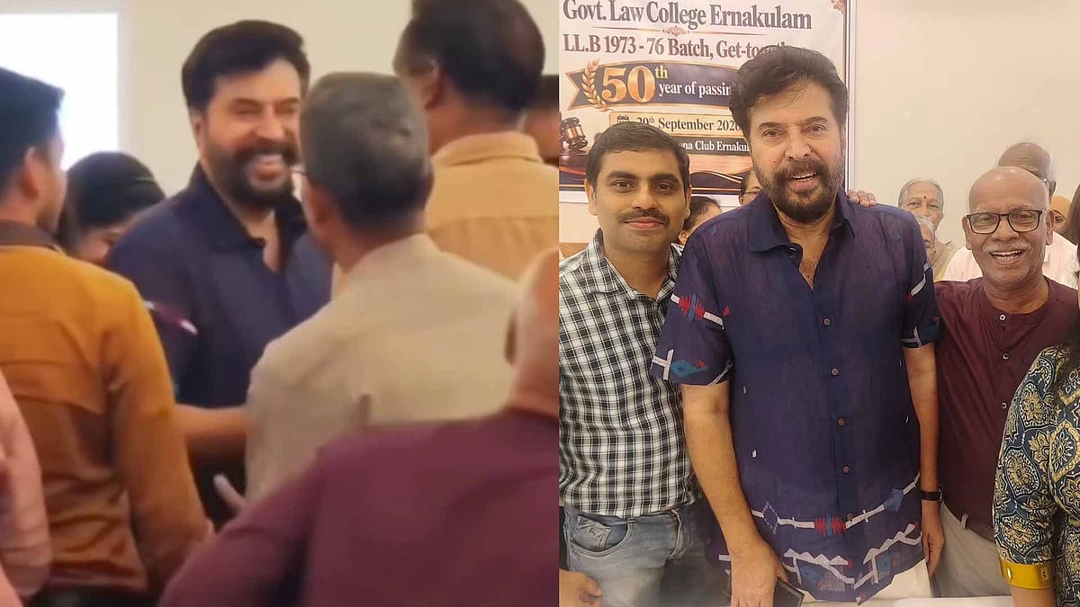 ക്ലാസ്‌മേറ്റ്‌സിനെ കണ്ടപ്പോള്‍ മമ്മൂട്ടി പഴയ കോളേജ് പയ്യനായി; എല്‍എല്‍ബി ബാച്ചിന്റെ വാര്‍ഷികാഘോഷത്തിനെത്തി താരം 