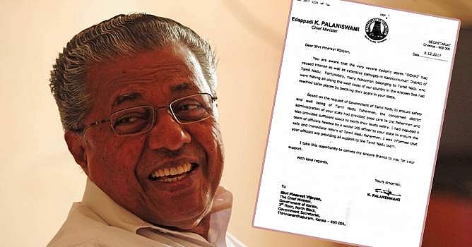 ഓഖി ദുരന്തം: കേരളത്തിന്റെ സേവനത്തിന് നന്ദി പറഞ്ഞ് തമിഴ്‌നാട് മുഖ്യമന്ത്രി