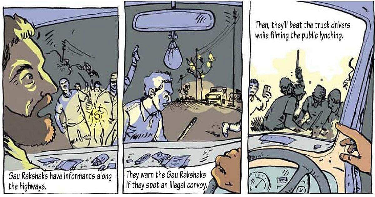 ഗോ രക്ഷകരുടെ അഴിഞ്ഞാട്ടത്തേയും, ഹിന്ദുത്വ ഭീഷണിയേയും പരിഹസിച്ച് ഫ്രഞ്ച് പുസ്തകത്തില്‍ കാര്‍ട്ടൂണ്‍