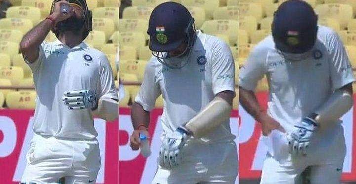 പോക്കറ്റില്‍ ഒളിപ്പിച്ച വെള്ളക്കുപ്പി; ഈ കാഴ്ച ക്രിക്കറ്റില്‍ ആദ്യം