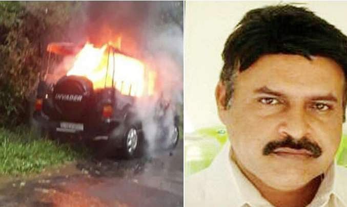 ഇടുക്കി റോഡരികില്‍ തീപിടിച്ച ജീപ്പിനുള്ളില്‍ വ്യാപാരി വെന്തുമരിച്ചു