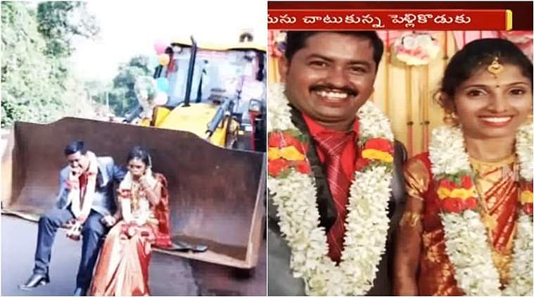 നവദമ്പതികള്‍ വിവാഹത്തിനെത്തിയത് ജെസിബിയില്‍: കാരണമറിഞ്ഞാല്‍ മൂക്കത്ത് വിരല്‍ വെക്കും