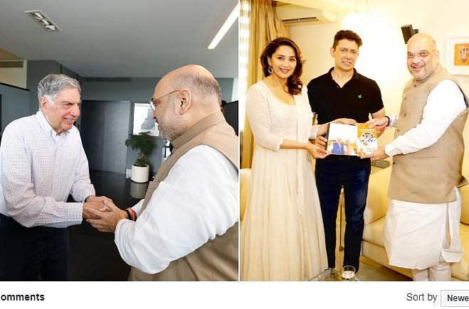മാധുരി ദീക്ഷിത്, രത്തൻ ടാറ്റ എന്നിവരുമായി അമിത് ഷാ കുടിക്കാഴ്ച നടത്തി
