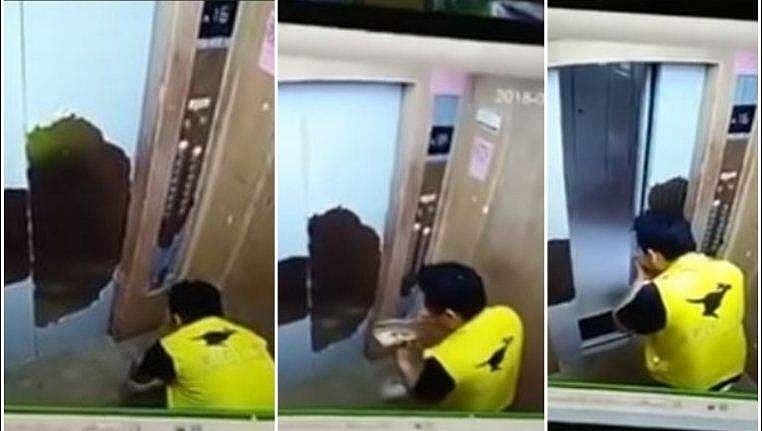 ഓര്‍ഡര്‍ ചെയ്ത ഭക്ഷണപ്പൊതി തുറന്ന് കഴിച്ച ഡെലിവറി ബോയിയെ സിസിടിവി കുടുക്കി