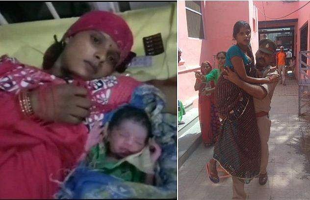 ഇതാവണമെടാ പൊലീസ്; ആംബുലന്‍സ് ലഭിച്ചില്ല,ഗര്‍ഭിണിയെ തോളിലേറ്റി പൊലീസുകാരന്‍