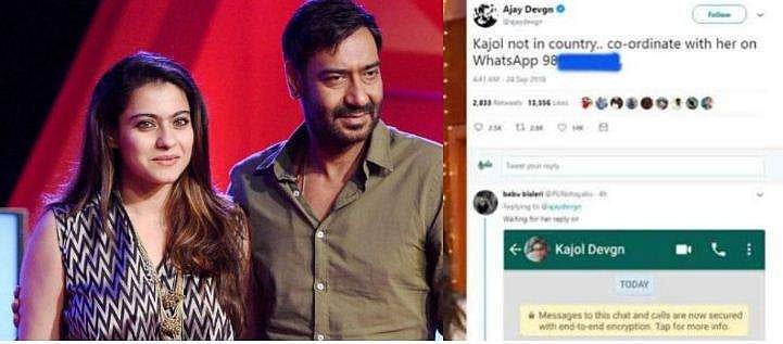 'അയ്യോ കജോള്‍ ഇവിടെയില്ലല്ലോ, ഈ നമ്പറില്‍ വിളിച്ചാല്‍ മതി'; ട്വിറ്ററില്‍ അമളി പിണഞ്ഞ് അജയ് ദേവ്ഗണ്‍