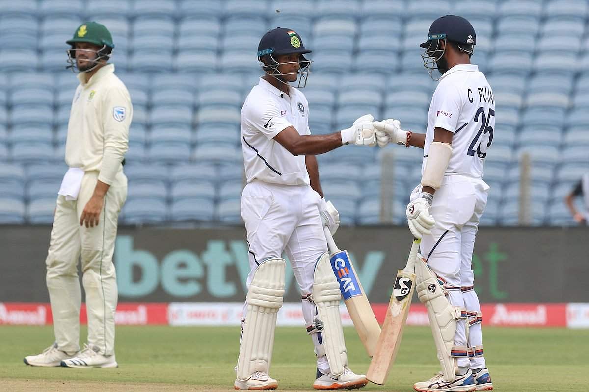 സെഞ്ച്വറി ലക്ഷ്യമിട്ട് മായങ്ക്; പൂജാര മടങ്ങി; കളി ഇന്ത്യന്‍ വരുതിയില്‍