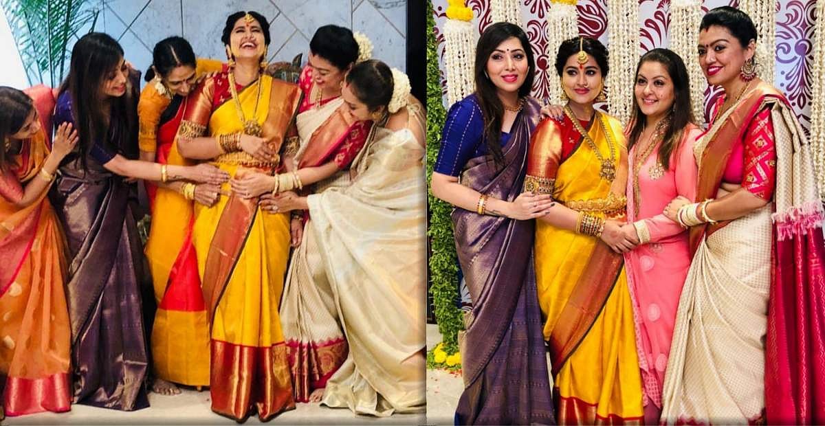 മഞ്ഞപ്പട്ടില്‍ അതിസുന്ദരിയായി താരം: സ്‌നേഹയുടെ ബേബി ഷവര്‍ ചിത്രങ്ങള്‍ കാണാം