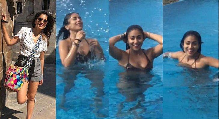 അവധി ആഘോഷം തിരുവനന്തപുരത്ത്; സ്വിമ്മിങ് പൂളില്‍ നീന്തിത്തുടിച്ച് ശ്രീയ സരണ്‍; വിഡിയോ