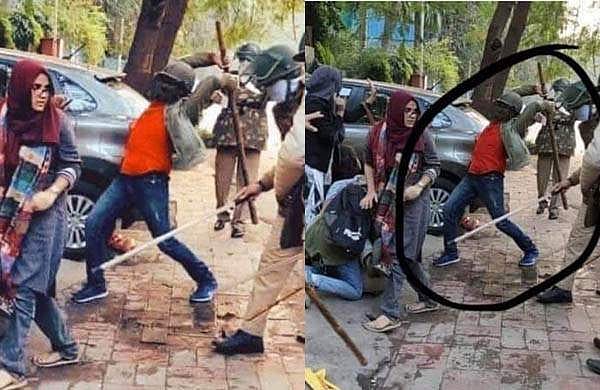 ചുവന്ന ഷര്‍ട്ടിട്ട് വിദ്യാര്‍ഥികളെ തല്ലുന്ന ഇയാള്‍ ആരാണ്? സിവില്‍ വേഷത്തില്‍ വന്നതാര്? എബിവിപി നേതാവോ? ; വിവാദം