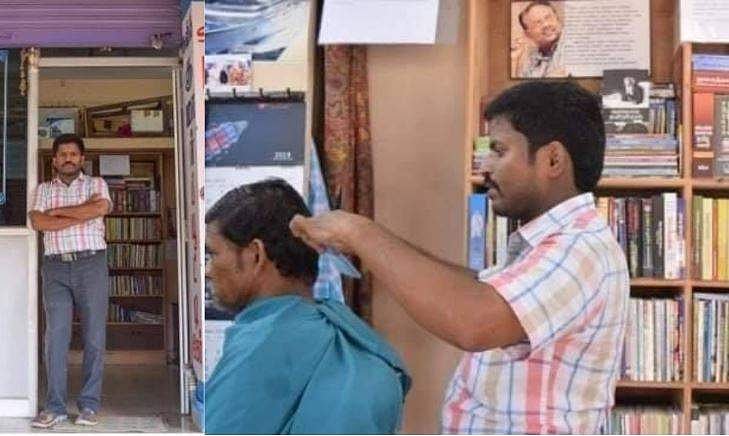 ഇത് ബാര്‍ബര്‍ഷോപ്പോ? ലൈബ്രറിയോ!: ഡിസ്‌കൗണ്ട് ഓഫറില്‍ നാടിനെ പുസ്തകം വായിപ്പിച്ച് എട്ടാംക്ലാസുകാരന്‍ ബാര്‍ബര്‍