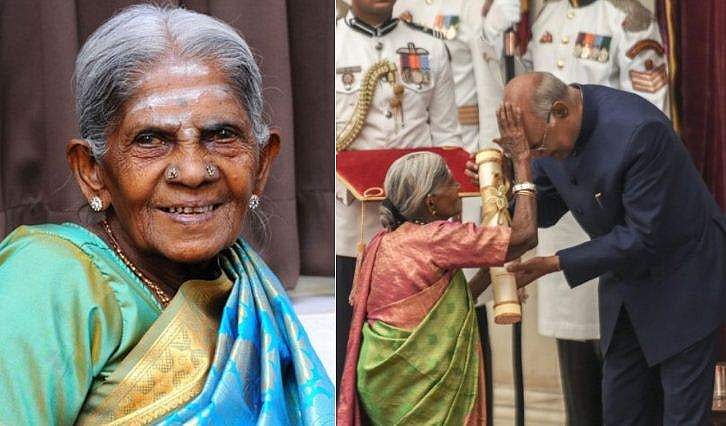 പത്മശ്രീ വാങ്ങി, രാഷ്ട്രപതിയുടെ തലയില്‍ കൈവെച്ച് അനുഗ്രഹിച്ച് തിമ്മക്ക മടങ്ങി; രാജ്യം കീഴടക്കി അമ്മസ്‌നേഹം; വീഡിയോ