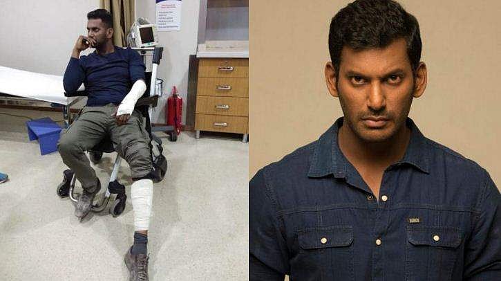 ഷൂട്ടിങ്ങിനിടെ ബൈക്ക് മറിഞ്ഞു; വിശാലിന് പരിക്ക്