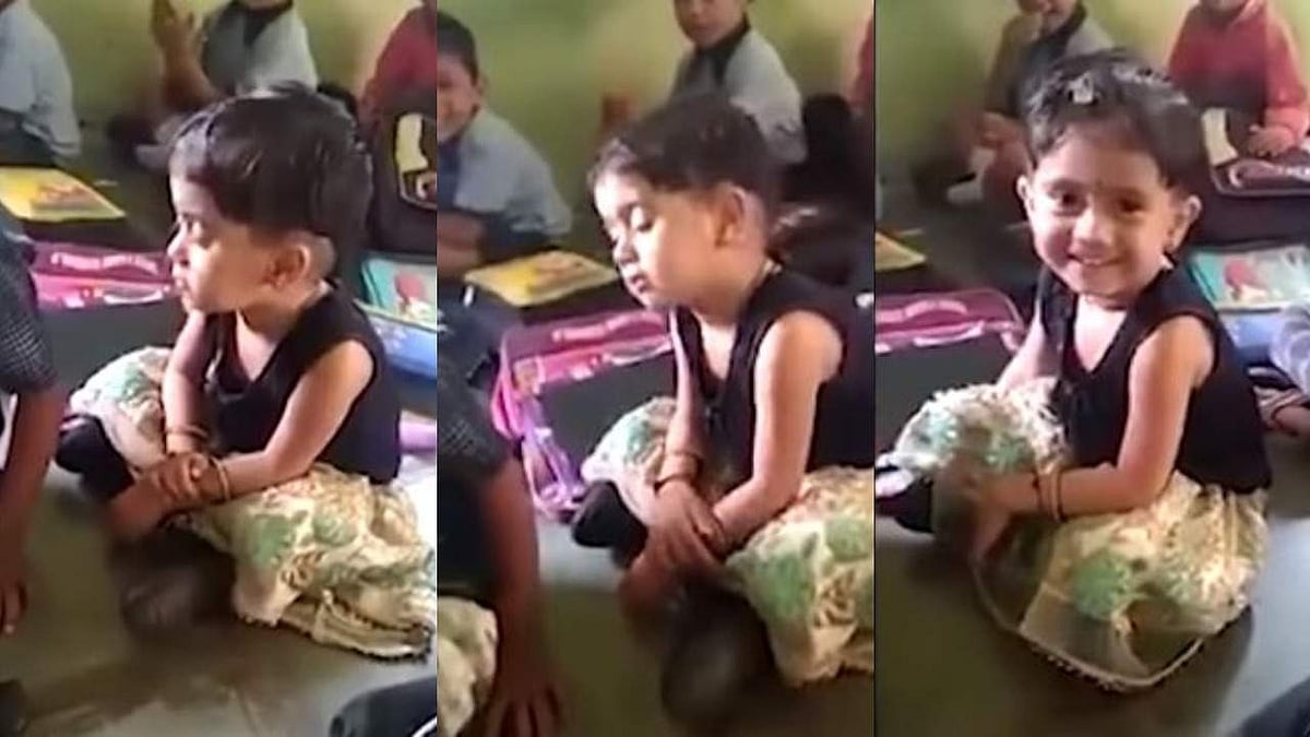 ക്ലാസിൽ ഇരുന്ന് ഉറങ്ങി വീണു ; എഴുന്നേറ്റപ്പോൾ ചമ്മിയ ചിരിയുമായി കുരുന്ന്, വീഡിയോ വൈറൽ 