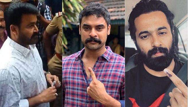 ക്യൂ നിന്ന് ലാലേട്ടന്റെ വോട്ട്, കന്നി വോട്ടില്‍ ടൊവിനോ; ഫഹദും ലെനയും അജു വര്‍ഗ്ഗീസും അടക്കം താരനിര ബൂത്തിലെത്തി 