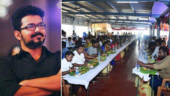 ഓട്ടോ ഡ്രൈവർമാർക്ക് സദ്യയൊരുക്കി ഇളയ ദളപതി; നന്മ, കൈയടി