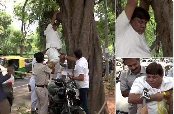 രാഹുല്‍ രാജിവയ്ക്കരുത്; എഐസിസി ആസ്ഥാനത്തിന് മുന്നില്‍ കോണ്‍ഗ്രസ് പ്രവര്‍ത്തകന്റെ ആത്മഹത്യാശ്രമം