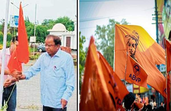 എബിവിപി പതാകയുയര്‍ത്തി സര്‍വകലാശാല വിസി; തീവ്രവാദികളല്ല, സാംസ്‌കാരിക സംഘടനയെന്ന് വിശദീകരണം