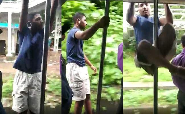 ലോക്കല്‍ ട്രയിനില്‍ യുവാക്കളുടെ അഭ്യാസപ്രകടനം; തത്സമയം യാത്രക്കാരുടെ പരാതി; രണ്ടുപേര്‍ അറസ്റ്റില്‍; (വീഡിയോ)
