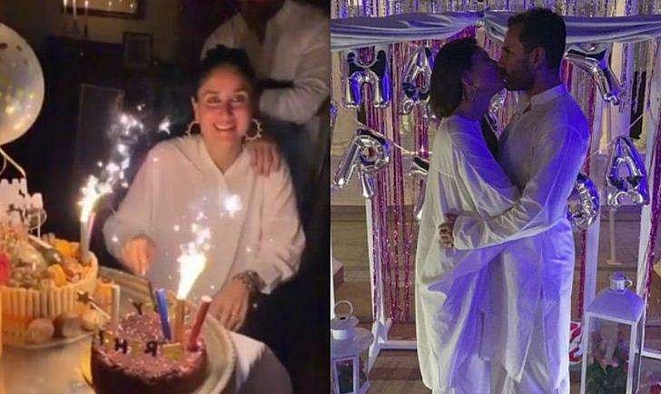 കരീനയ്ക്ക് പിറന്നാള്‍ ചുംബനം നല്‍കി സെയ്ഫ്; കുടുംബത്തിനൊപ്പം ആഘോഷിച്ച് താരം; വിഡിയോ