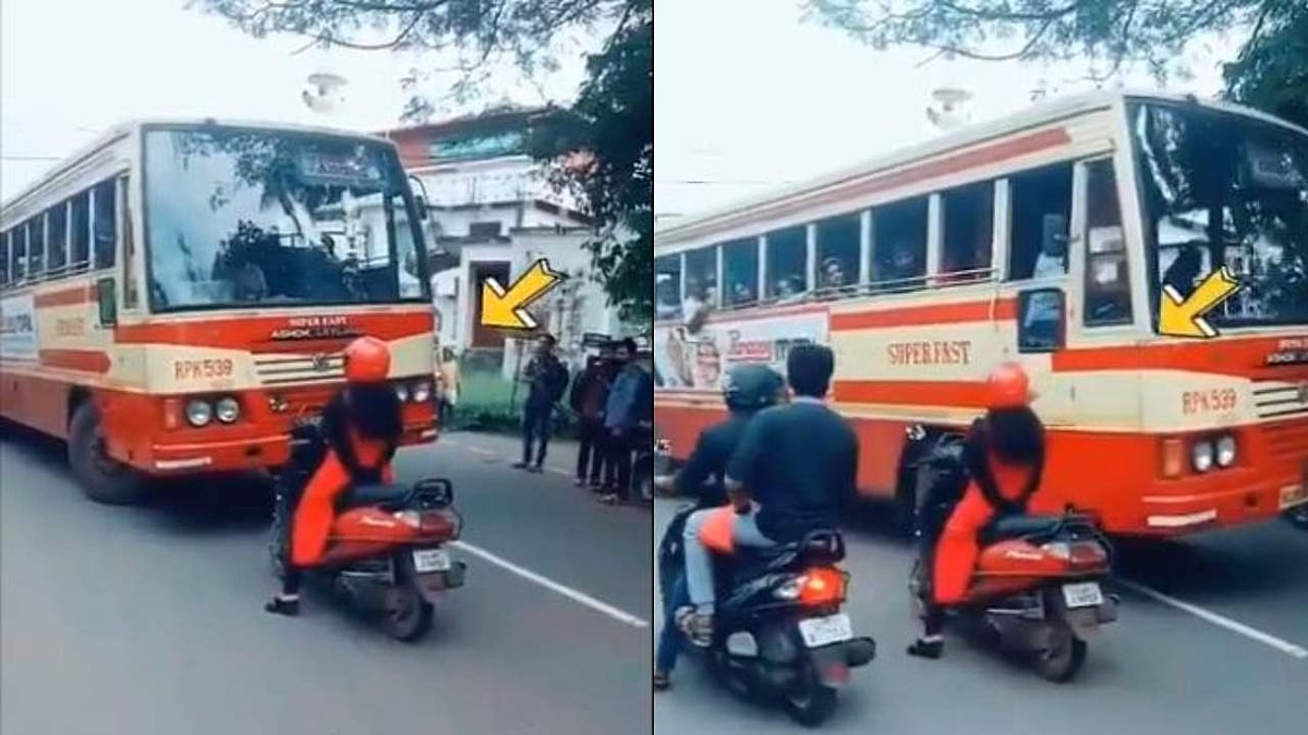 'ഈ ചങ്കൂറ്റത്തിന് മുന്‍പില്‍ കെഎസ്ആര്‍ടിസി തോറ്റുപ്പോയി'; തെറ്റായ ദിശയില്‍ വന്ന ബസിന് മുന്‍പില്‍ വാഹനം നിര്‍ത്തിയിട്ട് സ്‌കൂട്ടര്‍ യാത്രക്കാരി  (കയ്യടി വീഡിയോ)