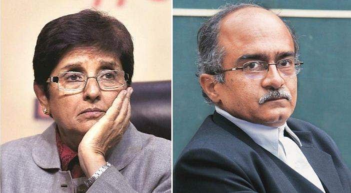 'ഇവര്‍ക്കൊപ്പം പ്രവര്‍ത്തിച്ചതില്‍ ലജ്ജിക്കുന്നു, ഐപിഎസ് ഓഫീസര്‍ ആയിരുന്നെന്ന് വിശ്വസിക്കാനാവുന്നില്ല'; കിരണ്‍ ബേദിക്കെതിരെ പ്രശാന്ത് ഭൂഷണ്‍ 