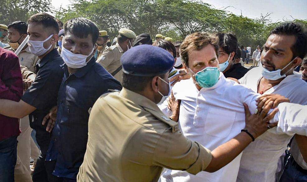 രാഹുലിനെ കയ്യേറ്റം ചെയ്ത് യുപി പൊലീസ്; ഹാഥ്‌രസ് യാത്ര തടഞ്ഞു; പ്രിയങ്കയും അറസ്റ്റില്‍, മോദിക്ക് മാത്രം നടന്നാല്‍ മതിയോ എന്ന് രാഹുല്‍ (വീഡിയോ)